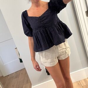 Free People Navy Peplum Top